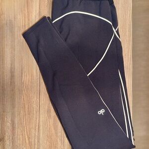 ALO Yoga Black Track Pants with White Piping
